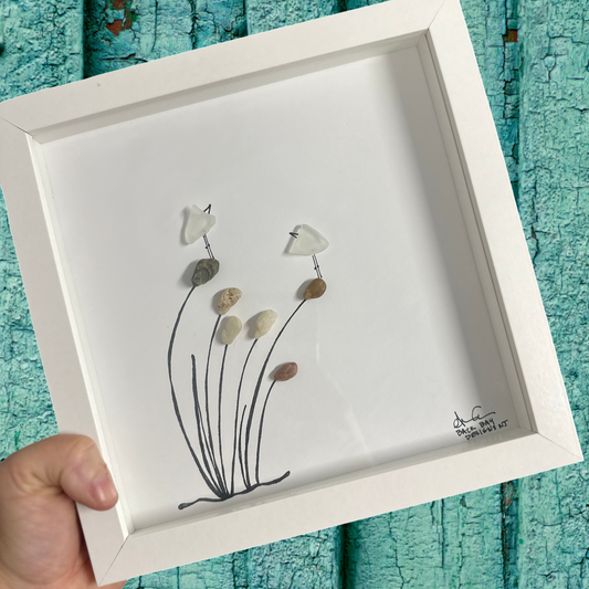 Cattail_Reeds sea glass art 8 inch