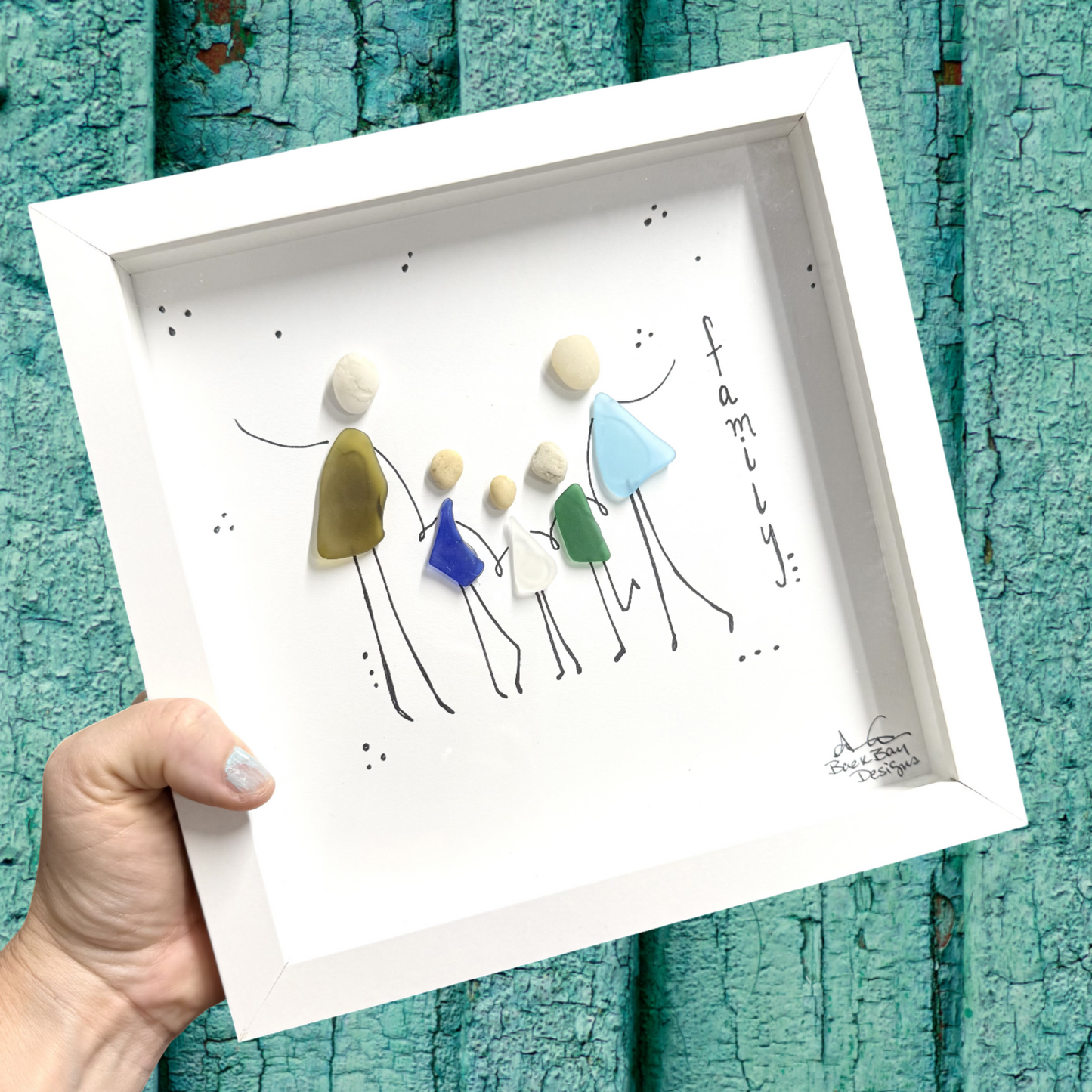 Family Adventures Custom Options Sea Glass Art