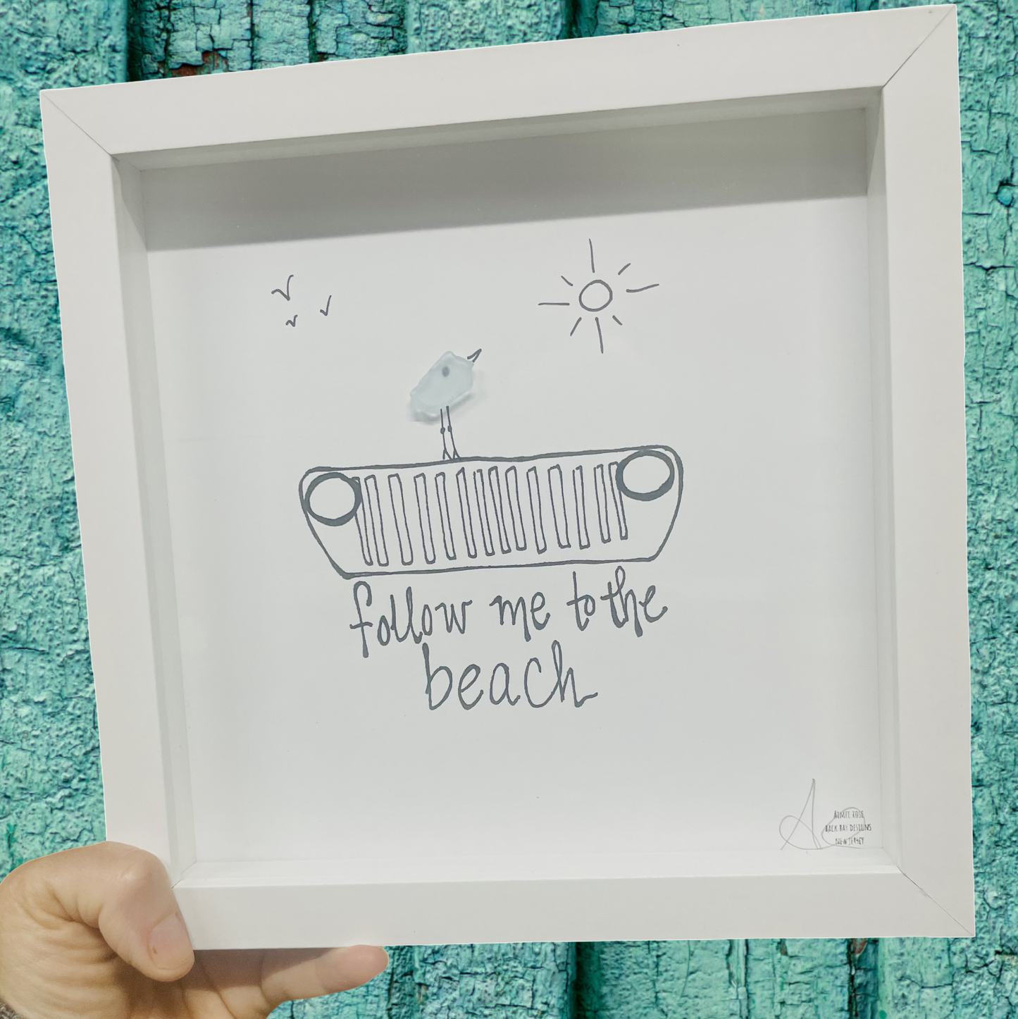 Follow_me_to_the_Beach_jeep_Original_8_inch_Seaglass