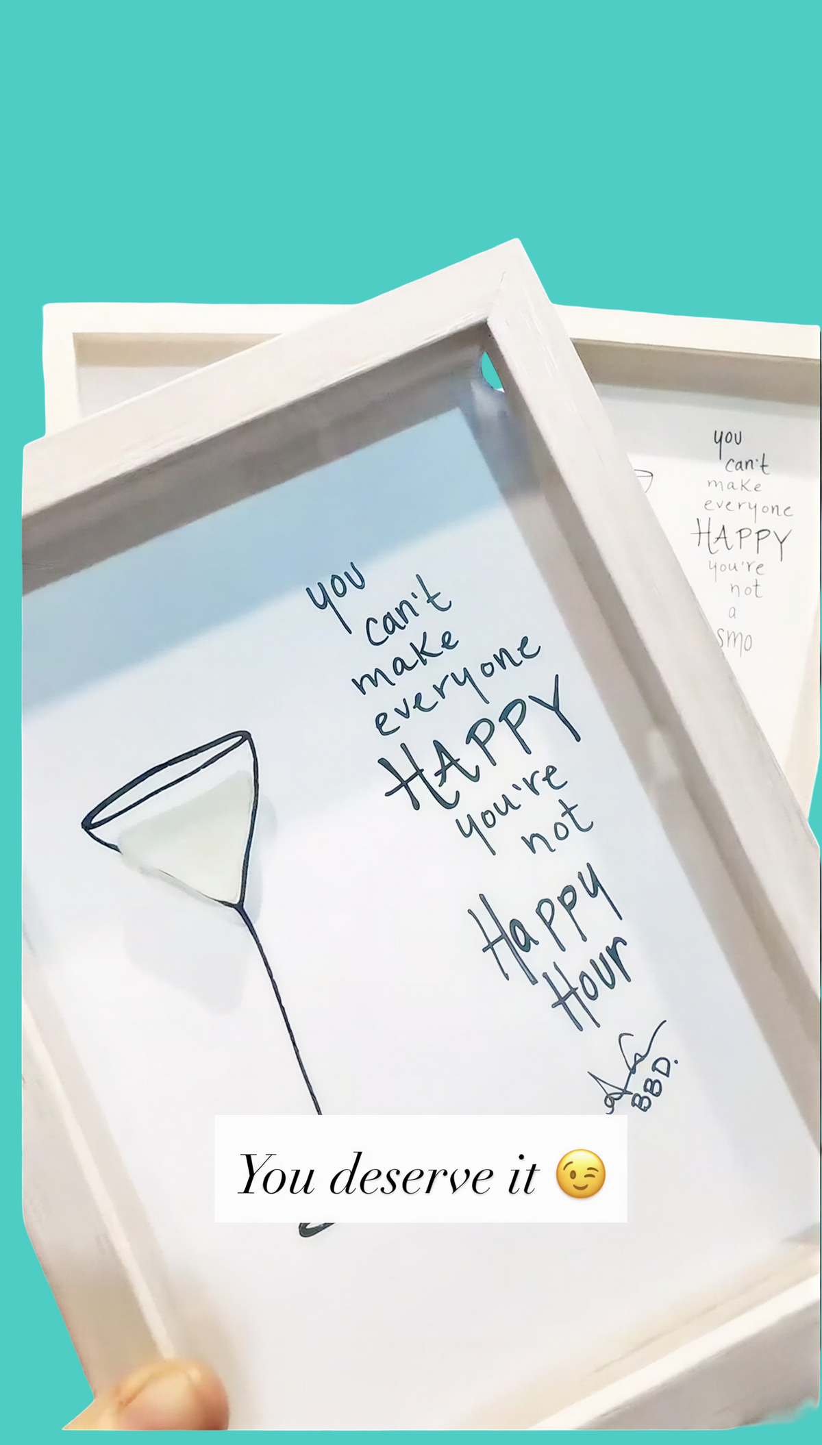 You can't make everyone happy, you're not HAPPY HOUR- SLIM Sea Glass Art, 5x7 Whitewash Frame