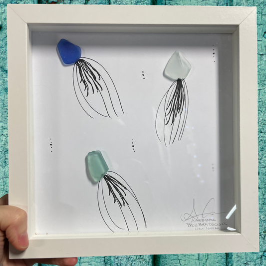 Jellyfish_Original_8_inch_Seaglass 3 jellies seag lass art