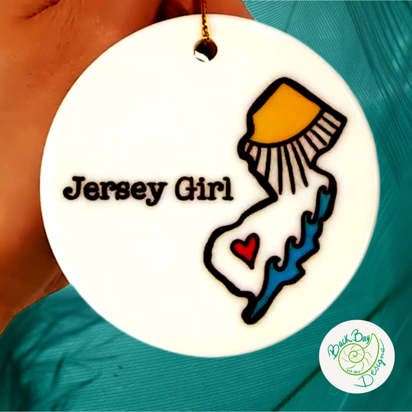 Jersey Girl Ornament 3 inch ceramic