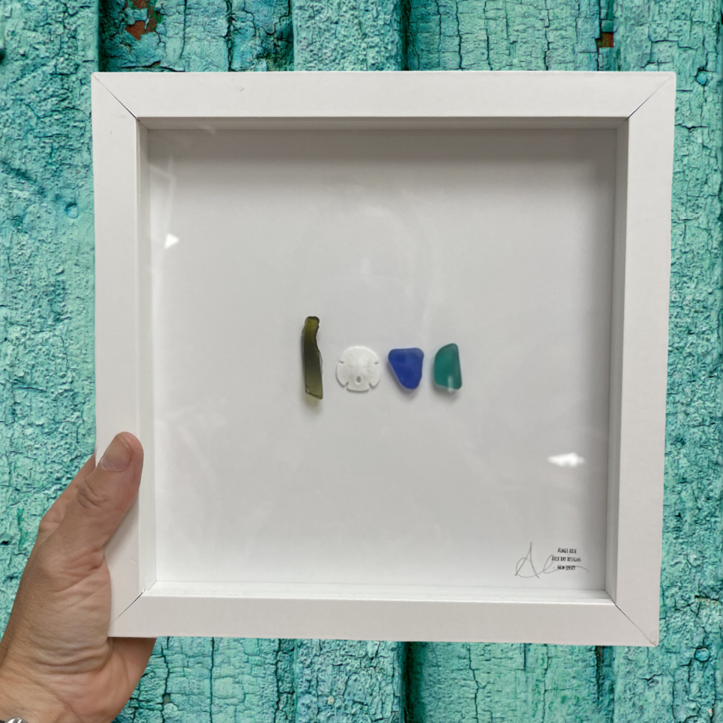 Love sand dollar sea glass art