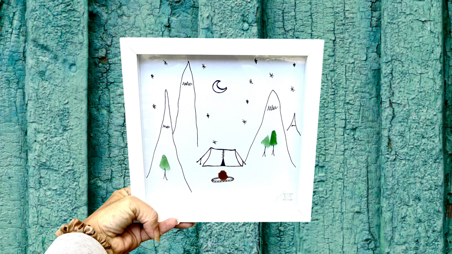 Mountain Camp 8 inch sea glass art 5