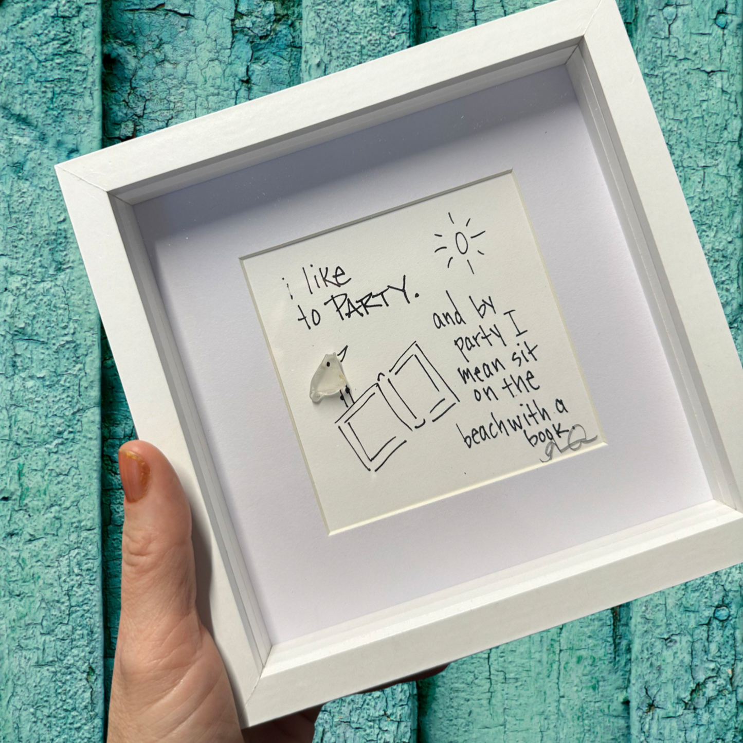 Party Read a Book sea glass art
