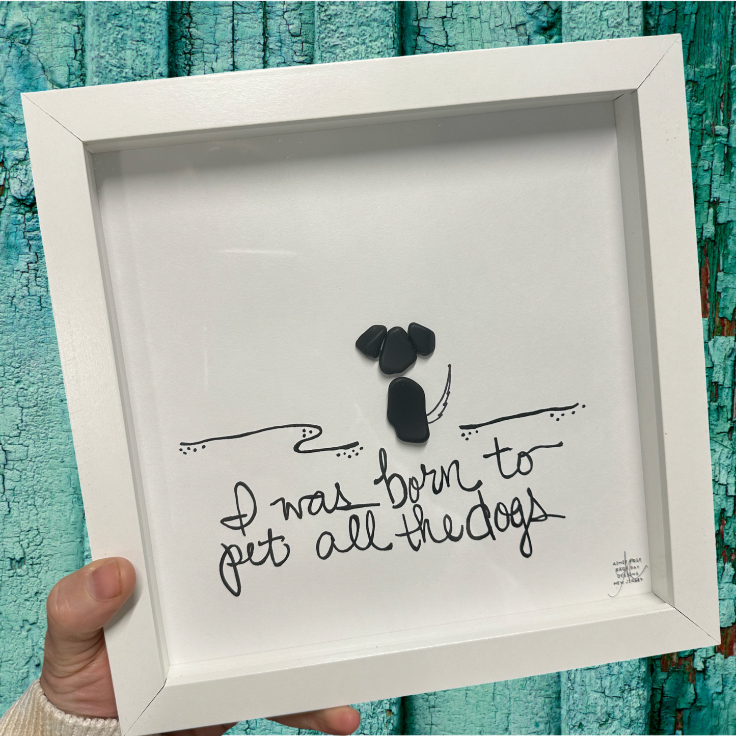 Pet_all_the_dogs_Original_8_inch_sea glass art i was born to pet all the dogs sea glass art by back bay designs