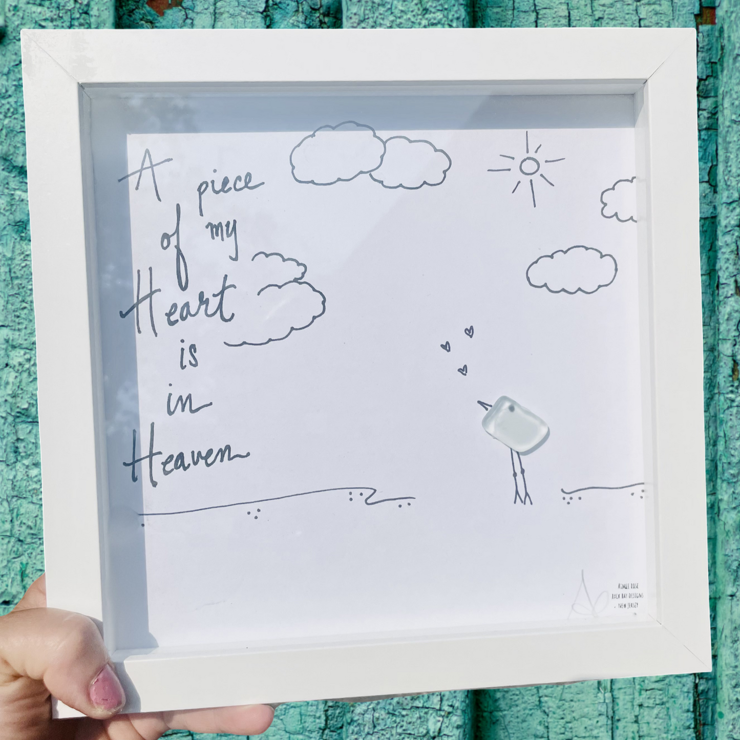 Piece_of_my_heart_in_heaven_Original_8_inch_ memorial sea glass art
