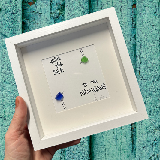 Framed funny gift for best friend sea glass art