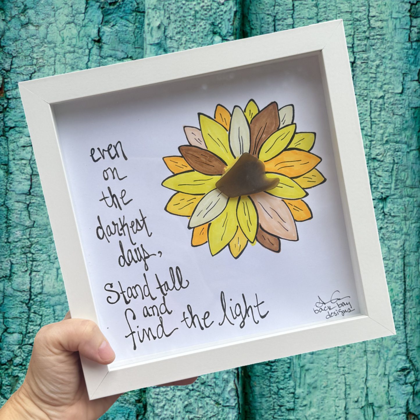 Stall Tall and Find the Light Sunflower Colorful 8 inch sea glass