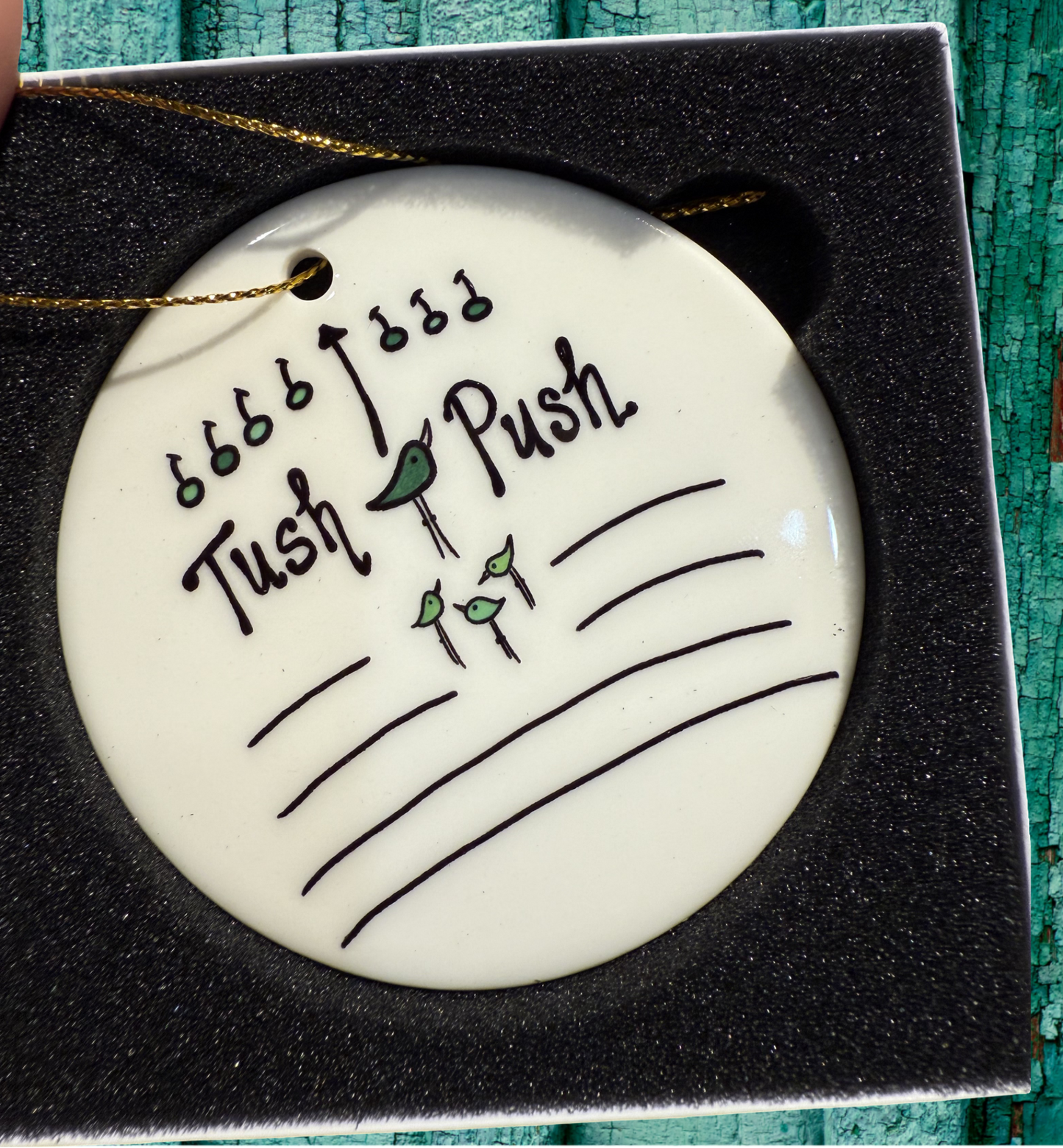 3PROD IN BOX Tush Push Ornament 3in Ceramic Ornament Green birds Eagles Football