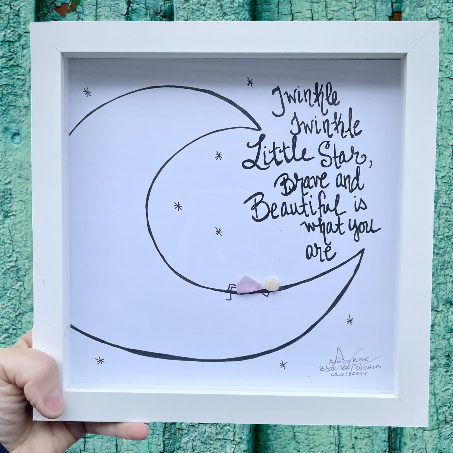 Framed print with 'Twinkle Twinkle Little Star Brave and Beautiful is what you are