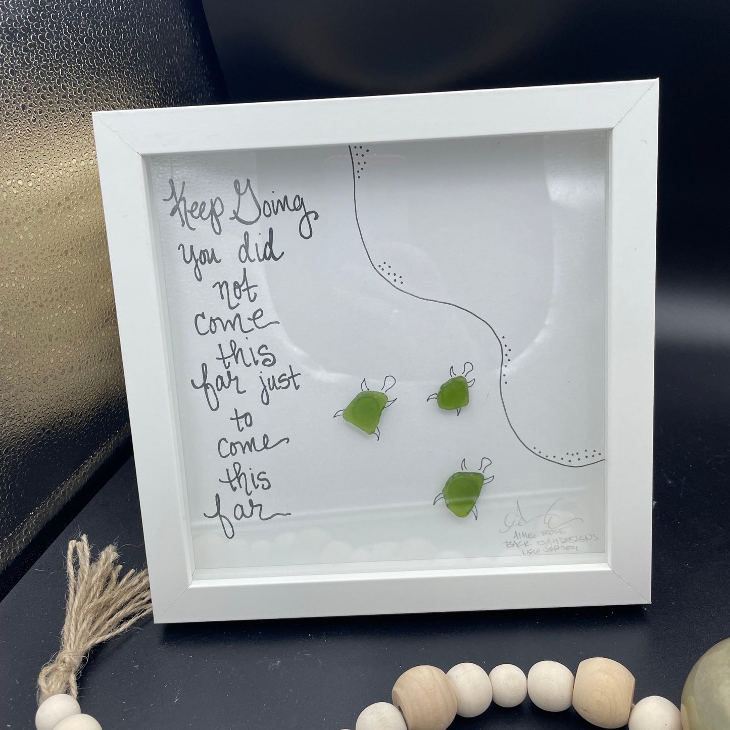 Keep going three sea turtles sea glass art