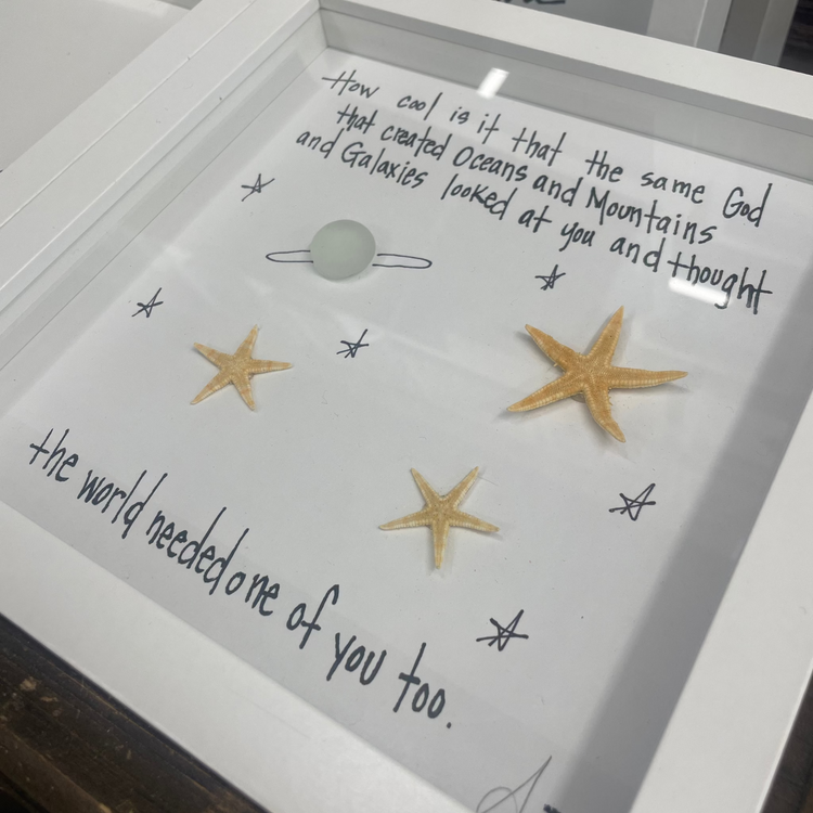 Galaxies looked at you and the world needed one of you too, sea glass art by back bay designs 
