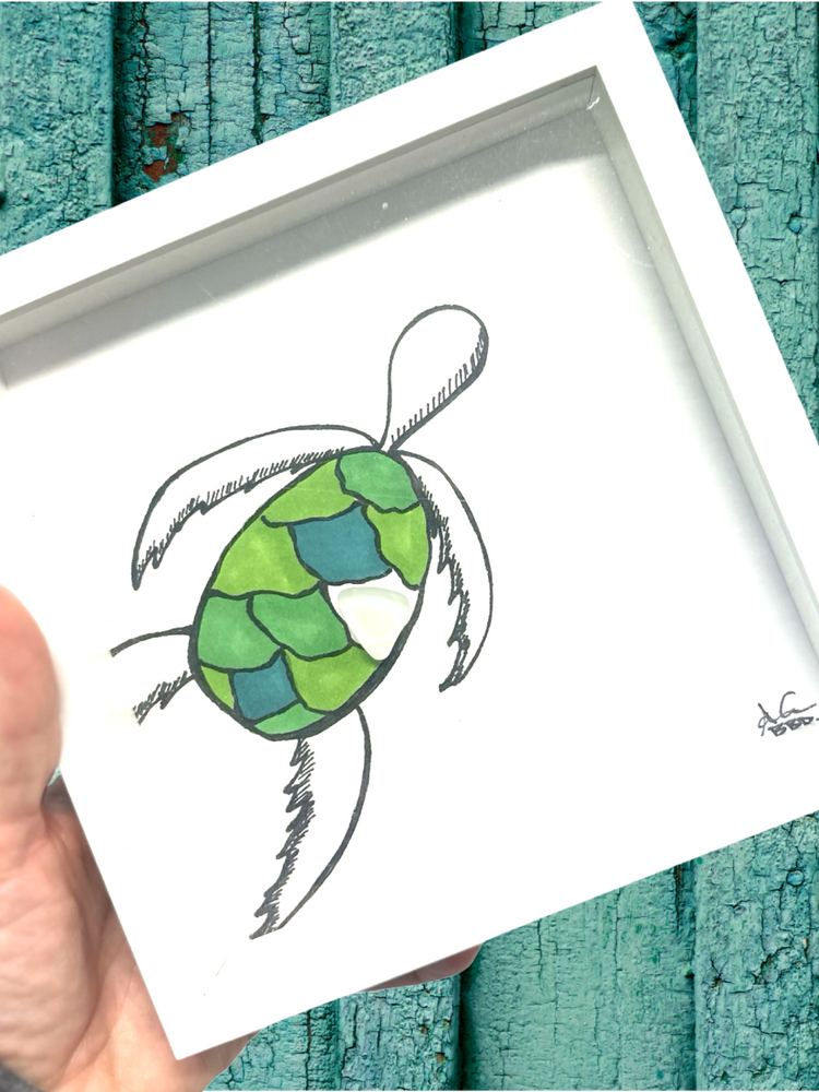 sea turtle swimming sea glass art back bay designs 