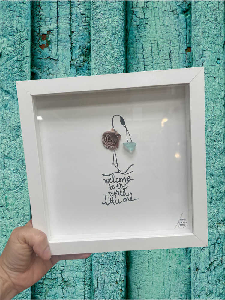 Welcome to the world little one baby shower nursery decor gifts sea glass art by back bay designs 
