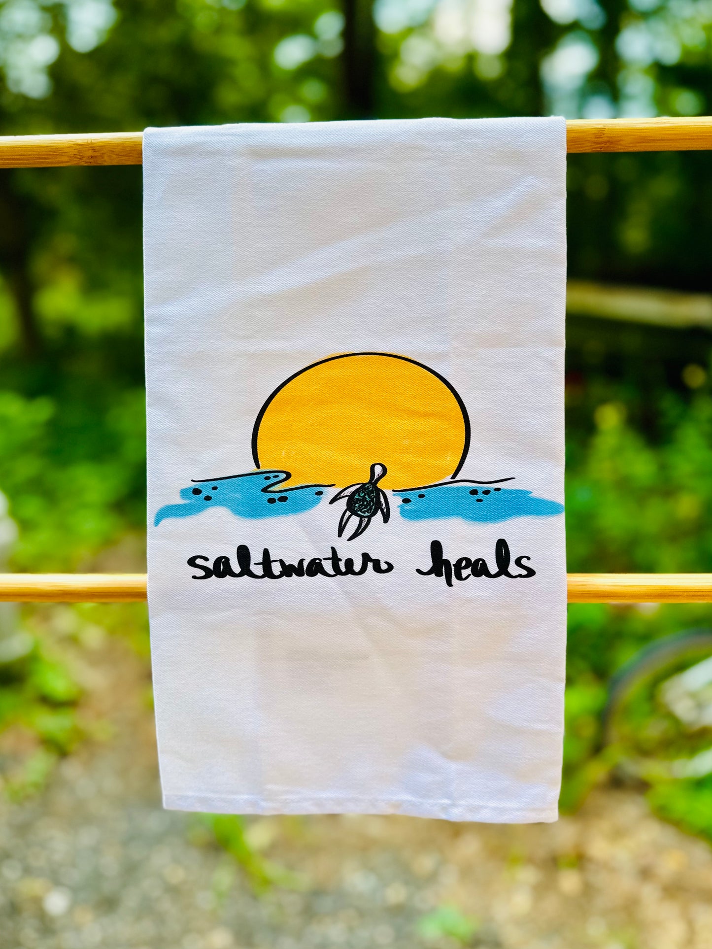 Saltwater heals tea towel