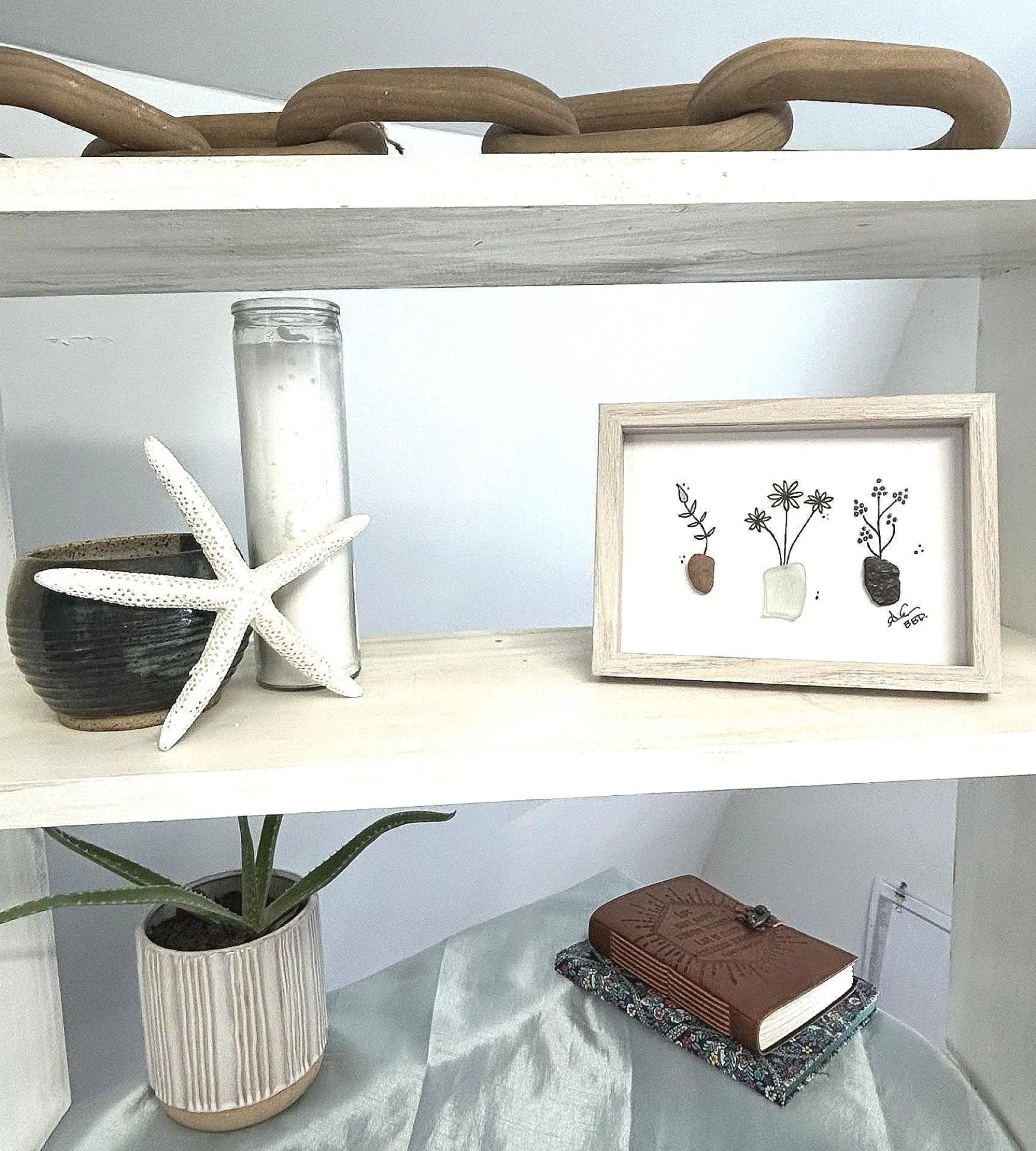 3 potted plants 5x7 whitewash 3 tier shelf bright 