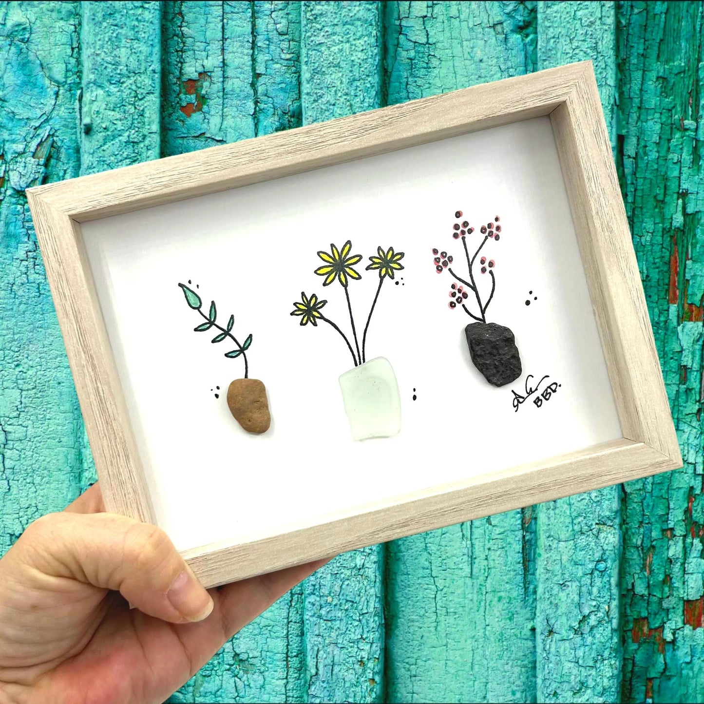 3 potted plants 5x7 whitewash bright close handheld