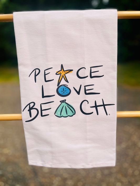 Peace Love Beach Tea Towel