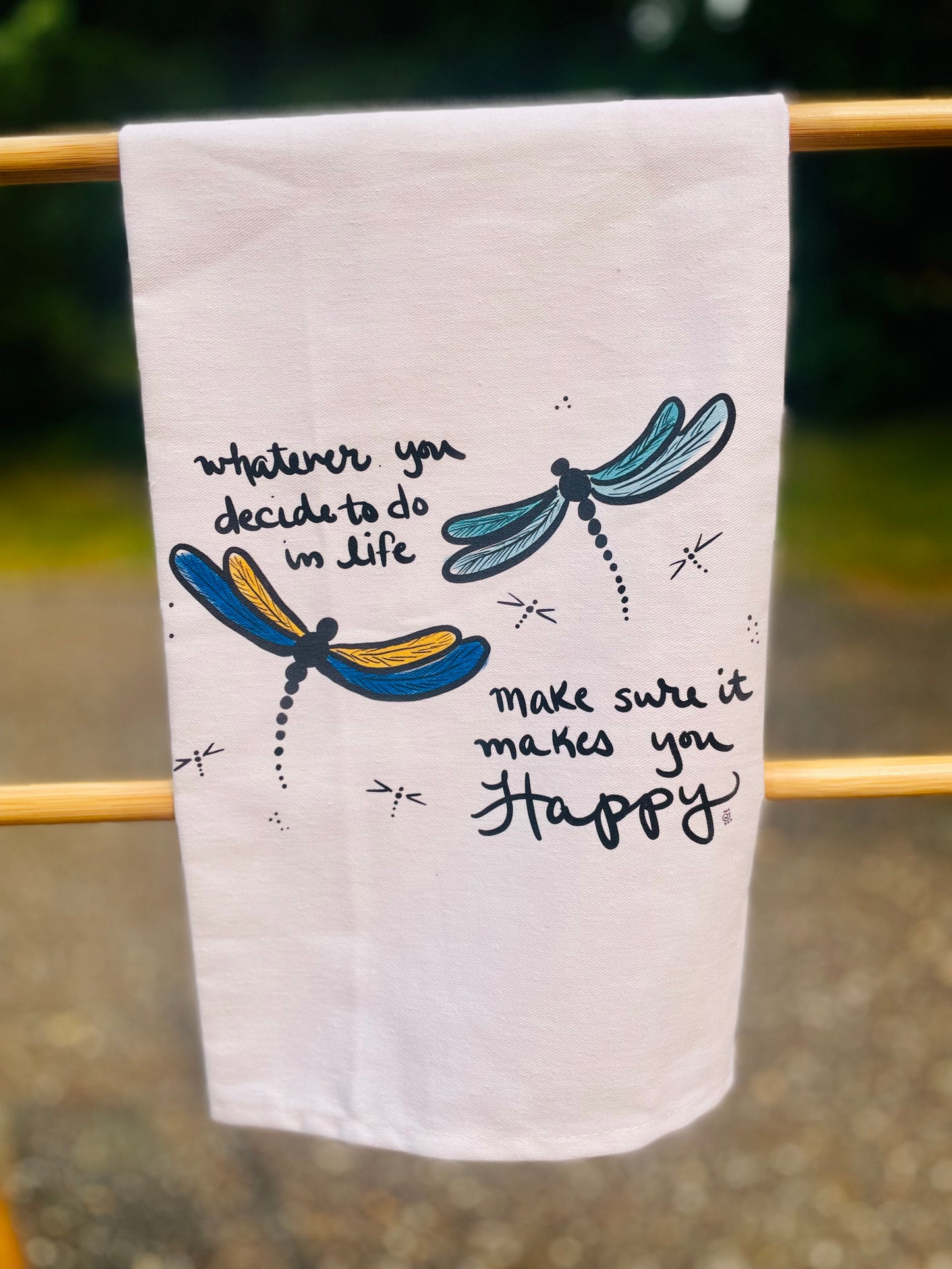 Dragonfly Happy Tea Towel