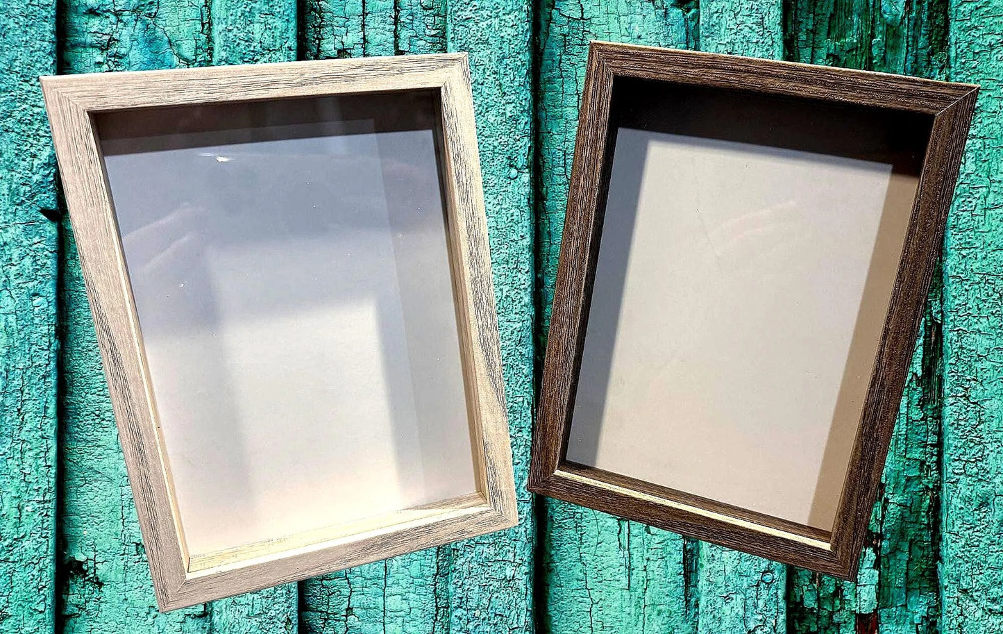 empty 5x7 frames 2 colors whitewash and driftwood 