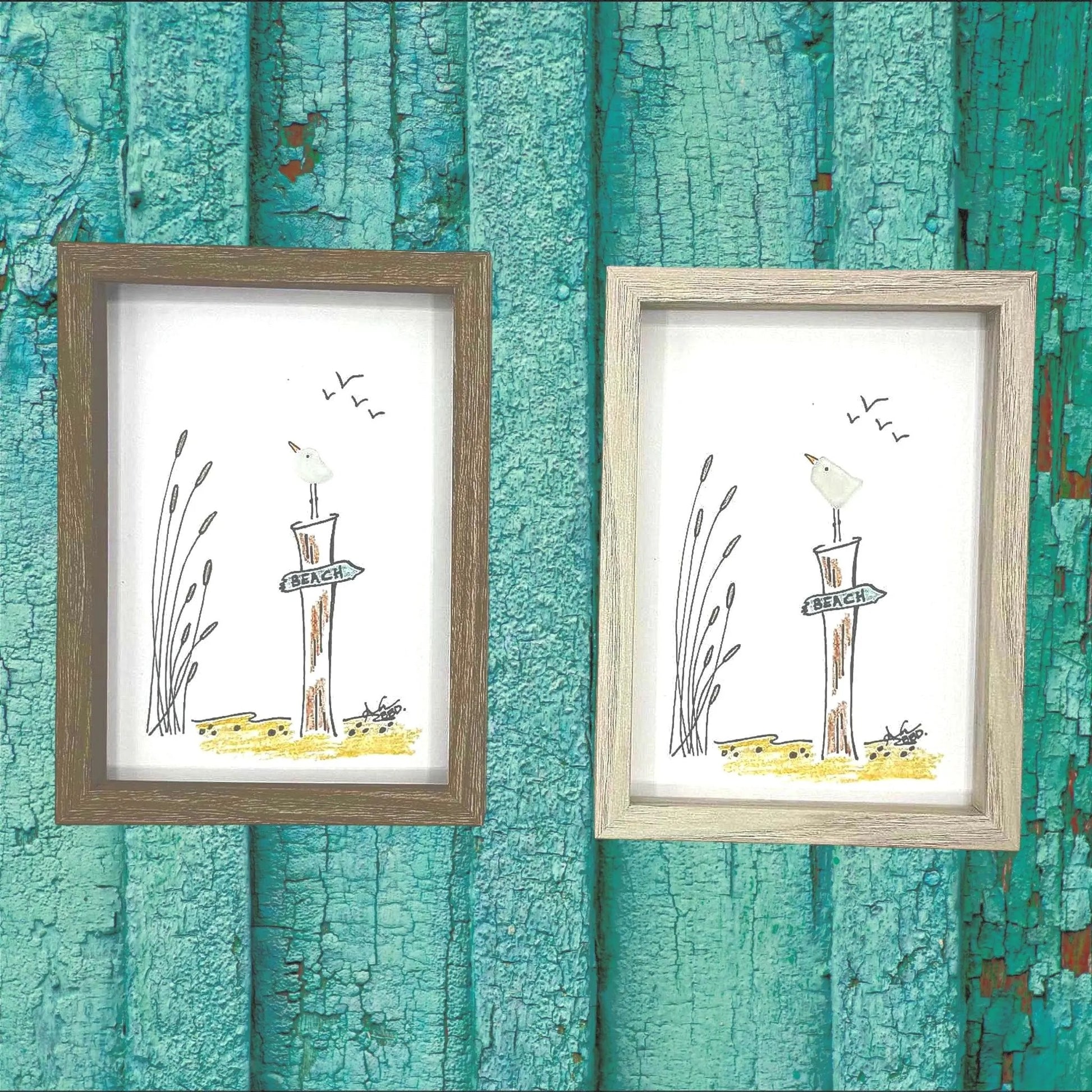 BBD color comparison of 5x7 frames whitewash and driftwood side by side bright