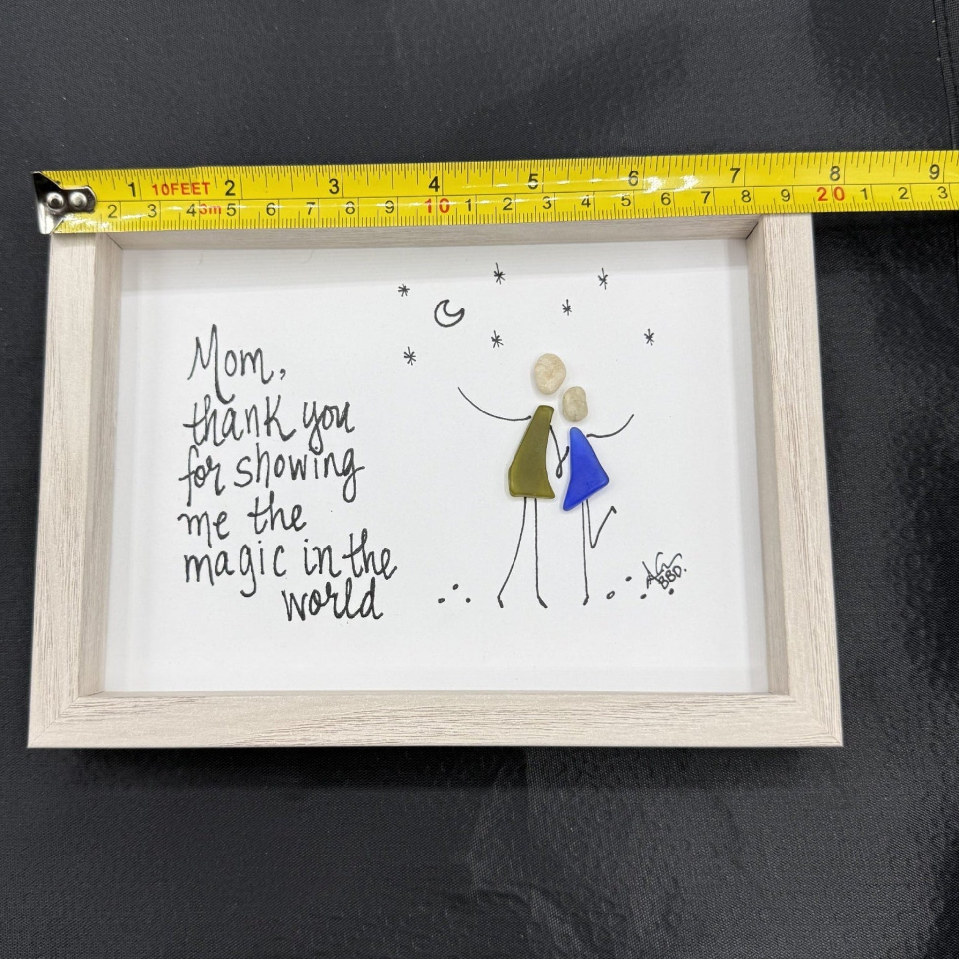 5x7 Ruler horizontal longside on black satin