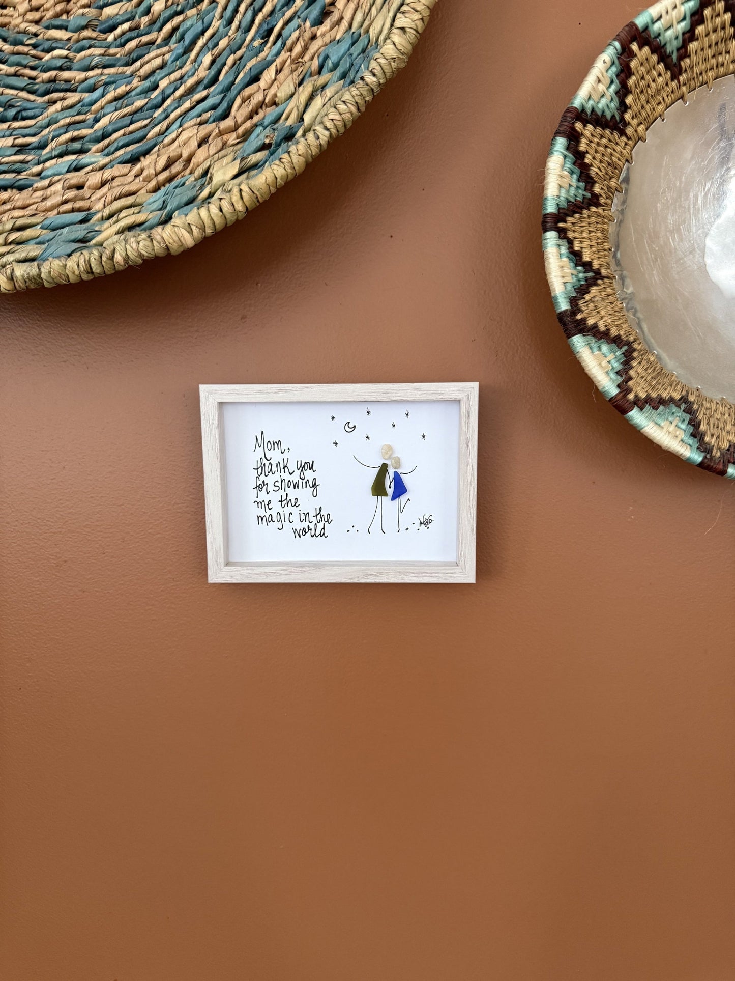 5x7 SLIM whitewash frame hanging on accent wall horizontal 