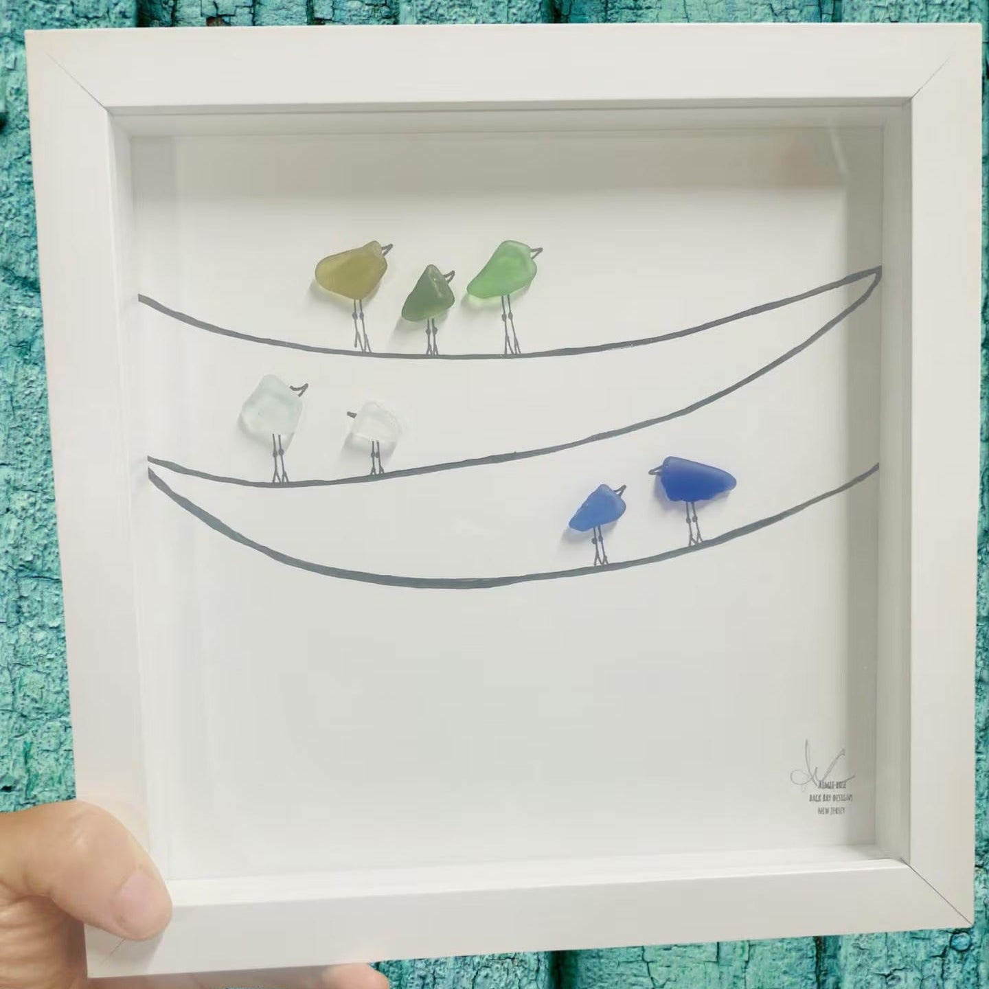 7 birds on 3 wires Square 