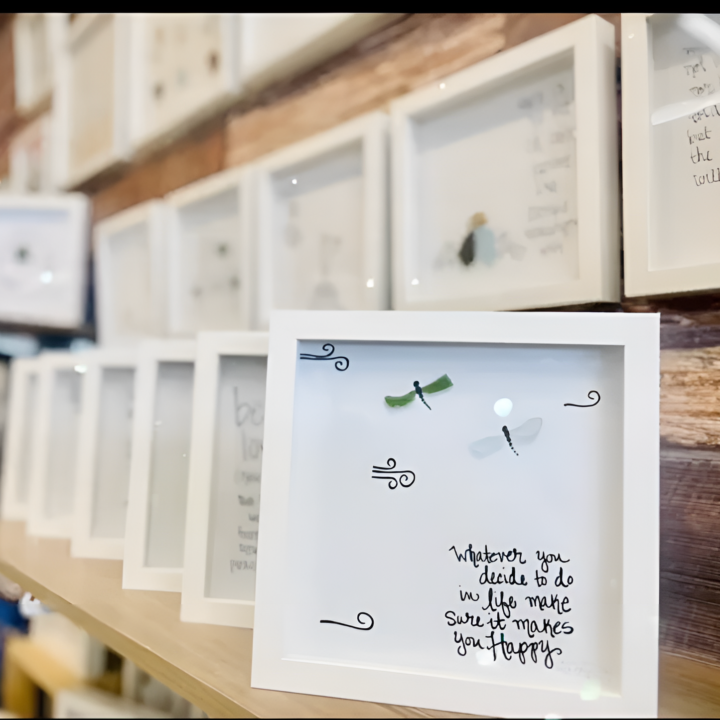 Be Kind Turtle, Everyone Has a Story - Sea Glass Art, Gratitude Reminder, 8x8 framed