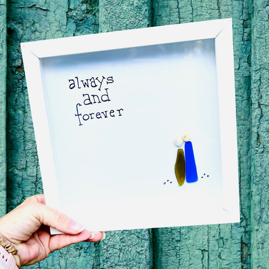 Always and Forever Couple 8 inch Sea Glass Art