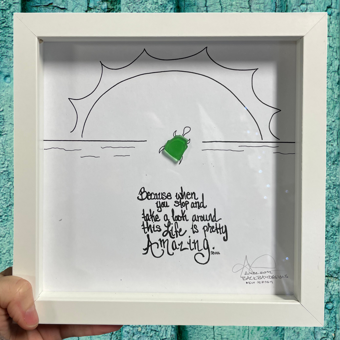 Amazing_Original_8_inch_Sea glass Turtle sea glass art 