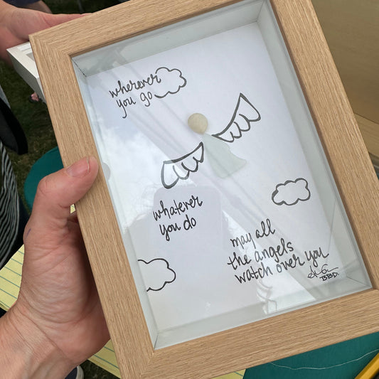 Angel 5 by 7 whever you go whatever you do may all the angels watch over you  sea glass art 