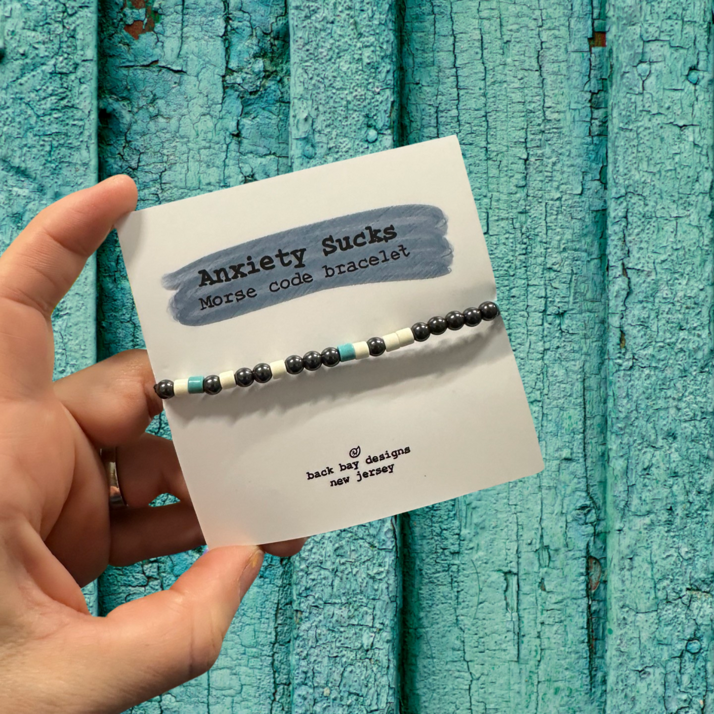 Anxiety Sucks morse code bracelet