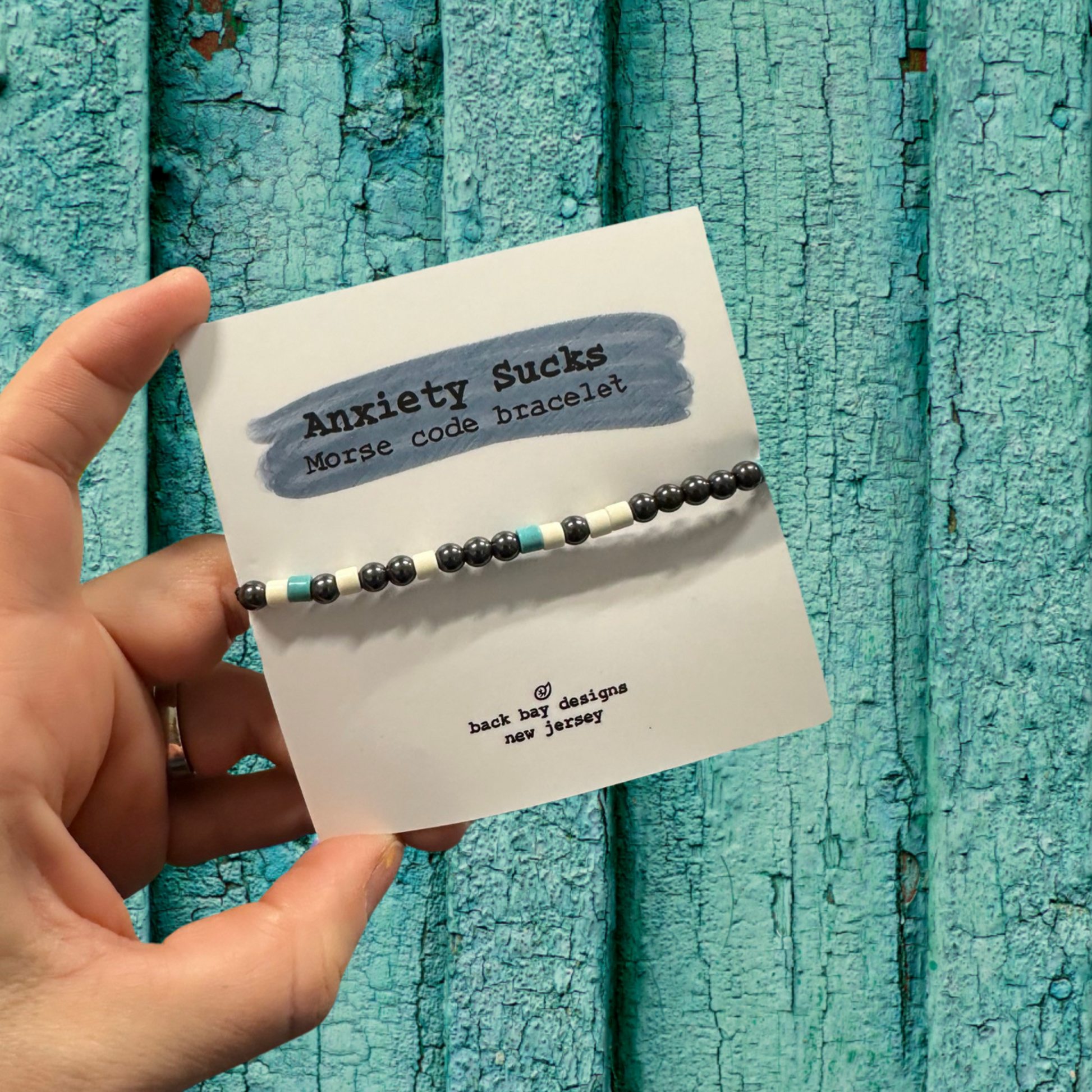 Anxiety Sucks morse code bracelet