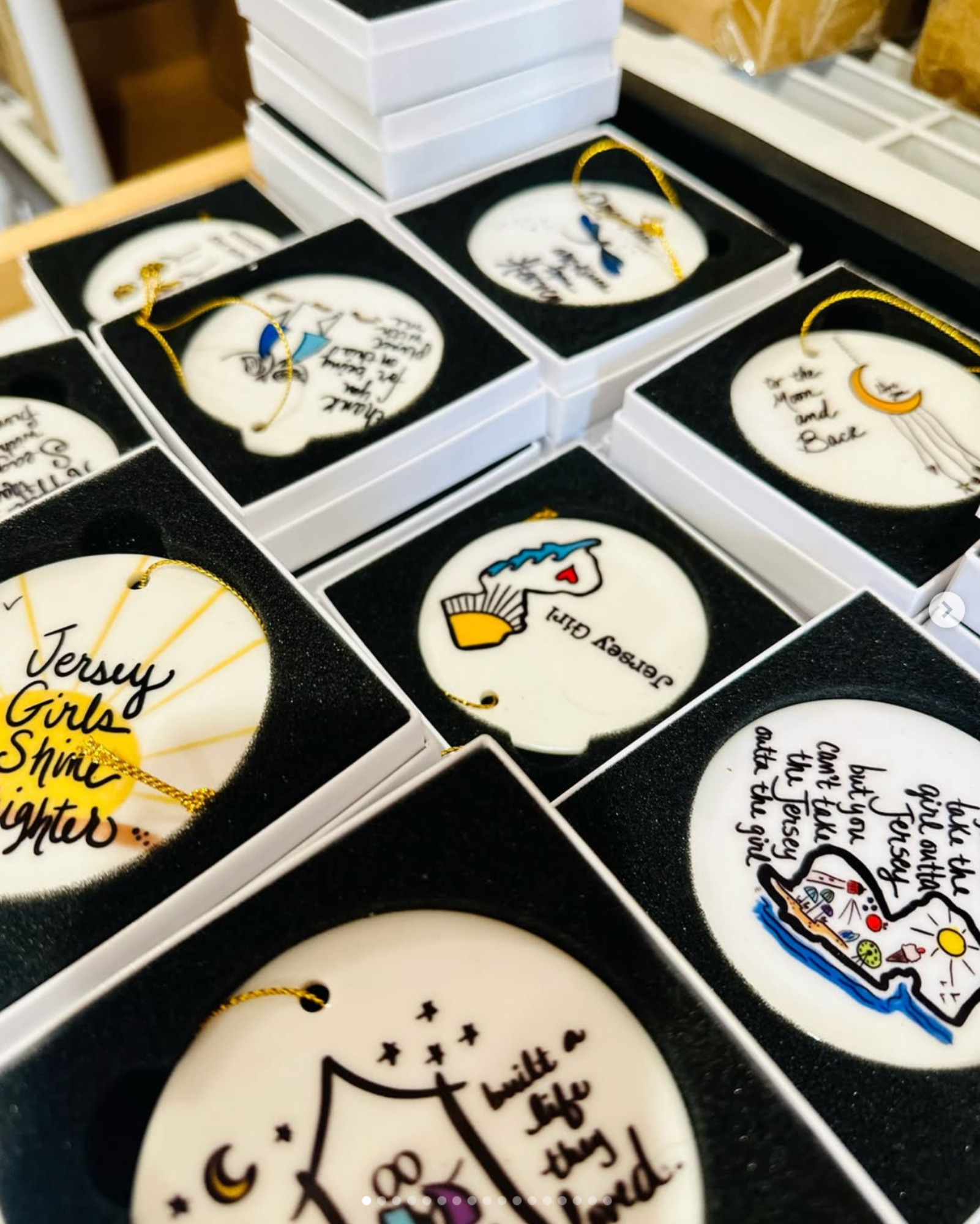 Assorted 3 inch Ceramic Keepsake Ornament in boxes