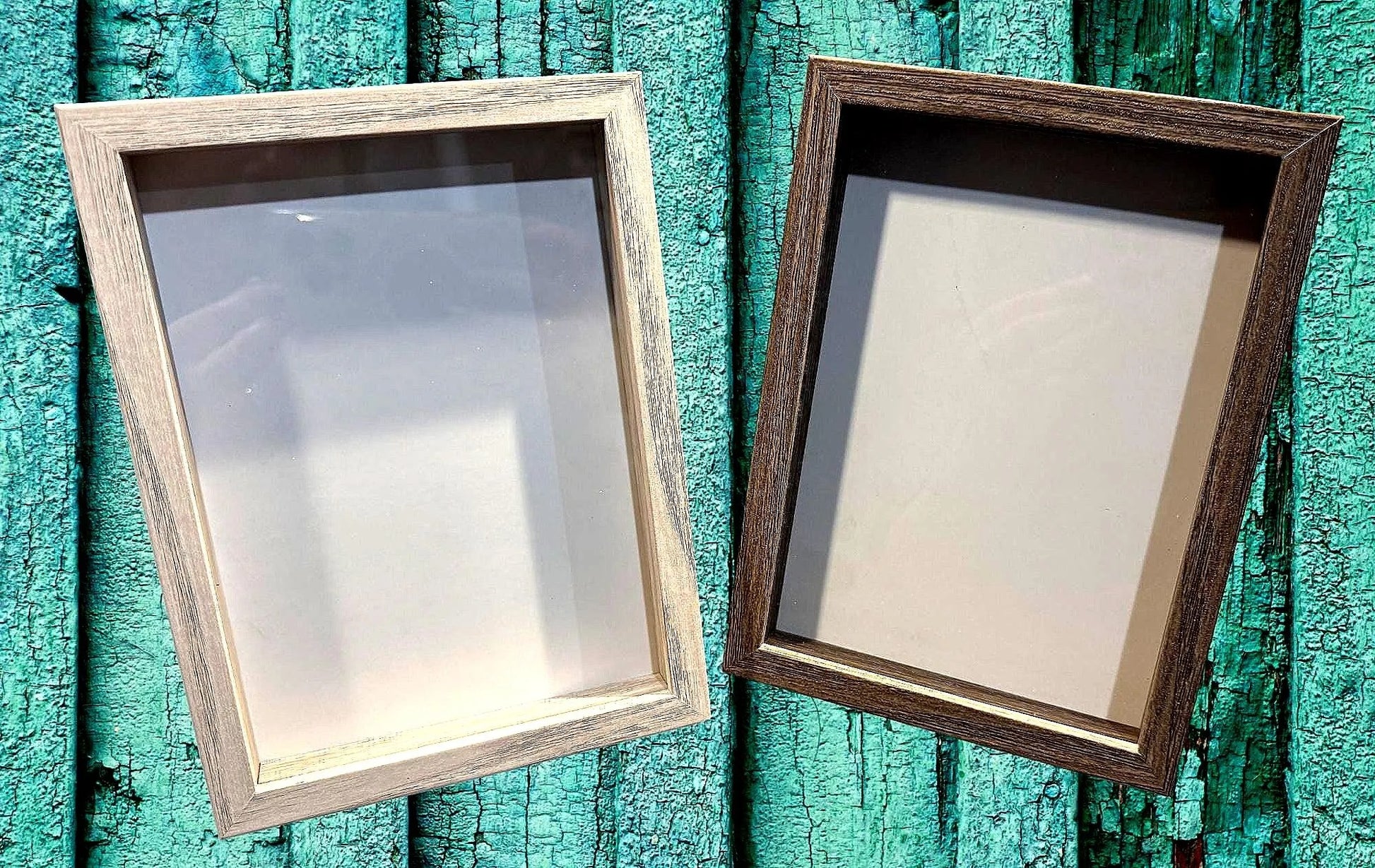 empty 5x7 frames 2 colors whitewash and driftwood 