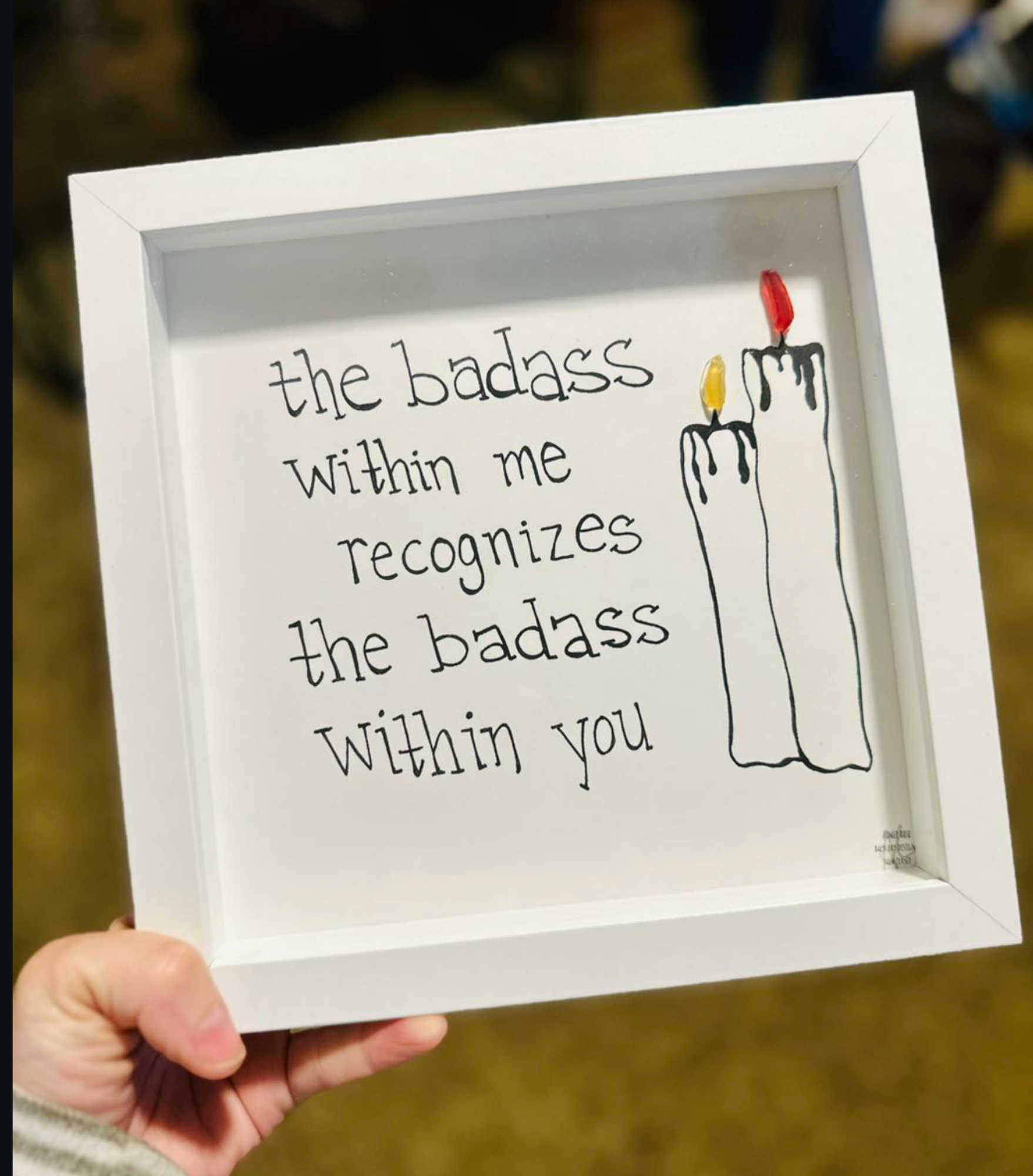 Badass with in me recogizes the badass within you 8x8 sea glass art 