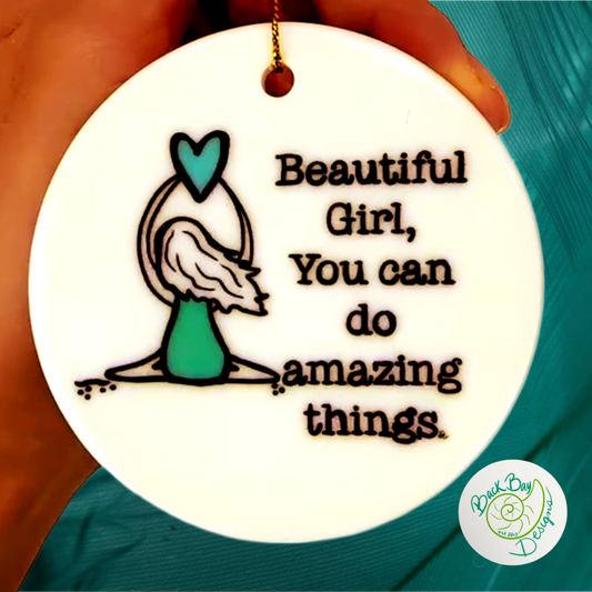 Beautiful Girl Ornament 3 inch ceramic 