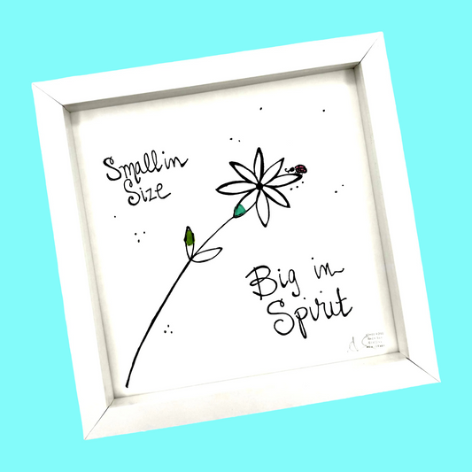 Big Spirit Ladybug - Sea Glass Art,  Short Queen, Girl, Her Birthday, Daughter, Granddaughter, Niece, Grandma,  8x8 Framed