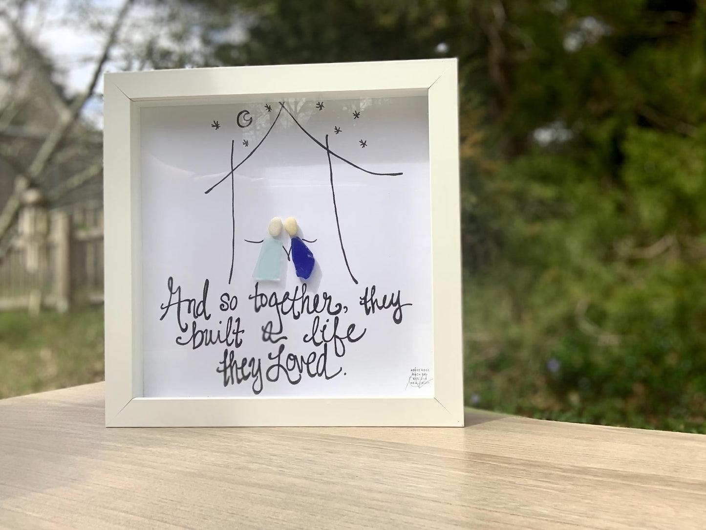 Built A Life - Wedding New Home Love Sea Glass Art - Original by BBD