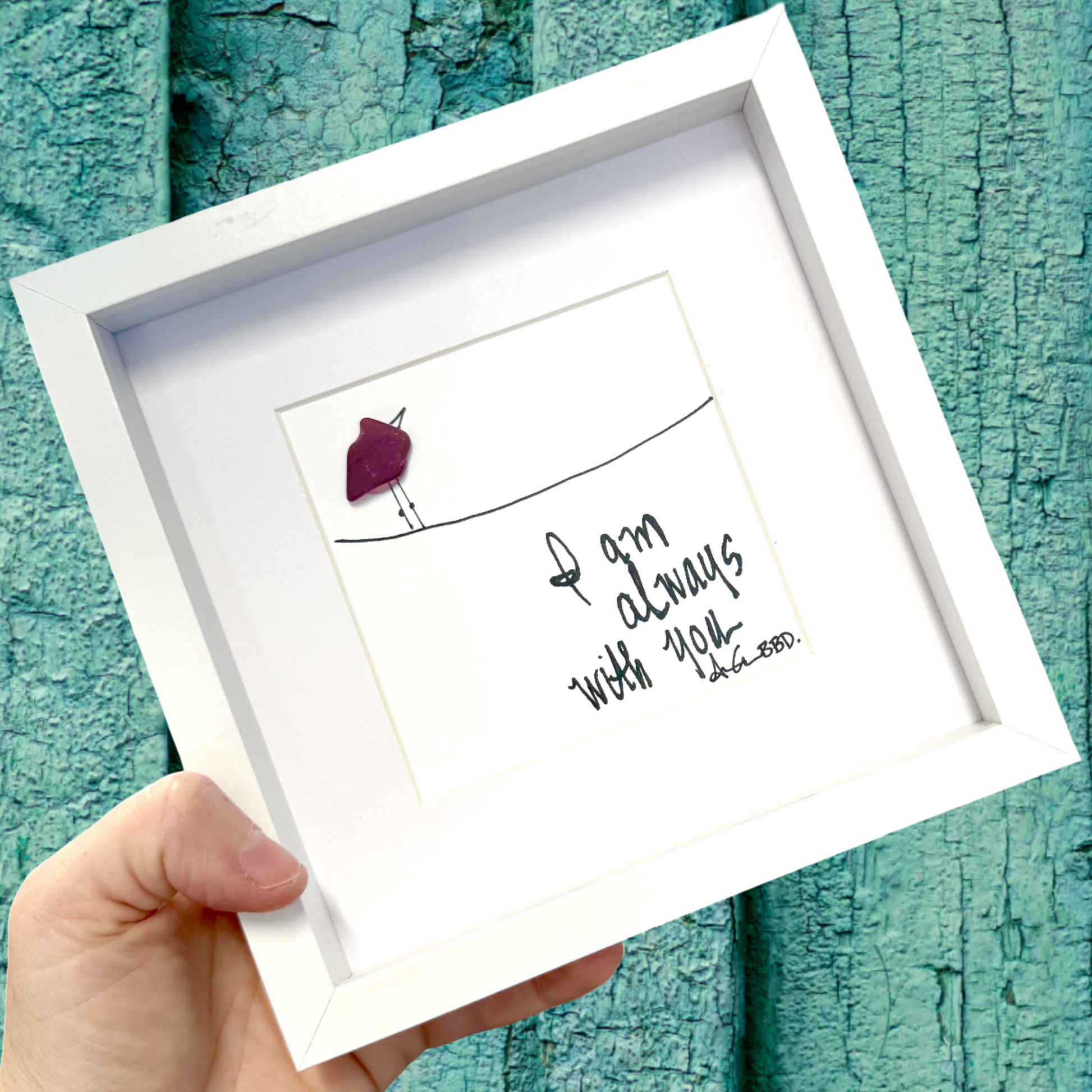 Cardinal I am always with you MINI sea glass art 6in 