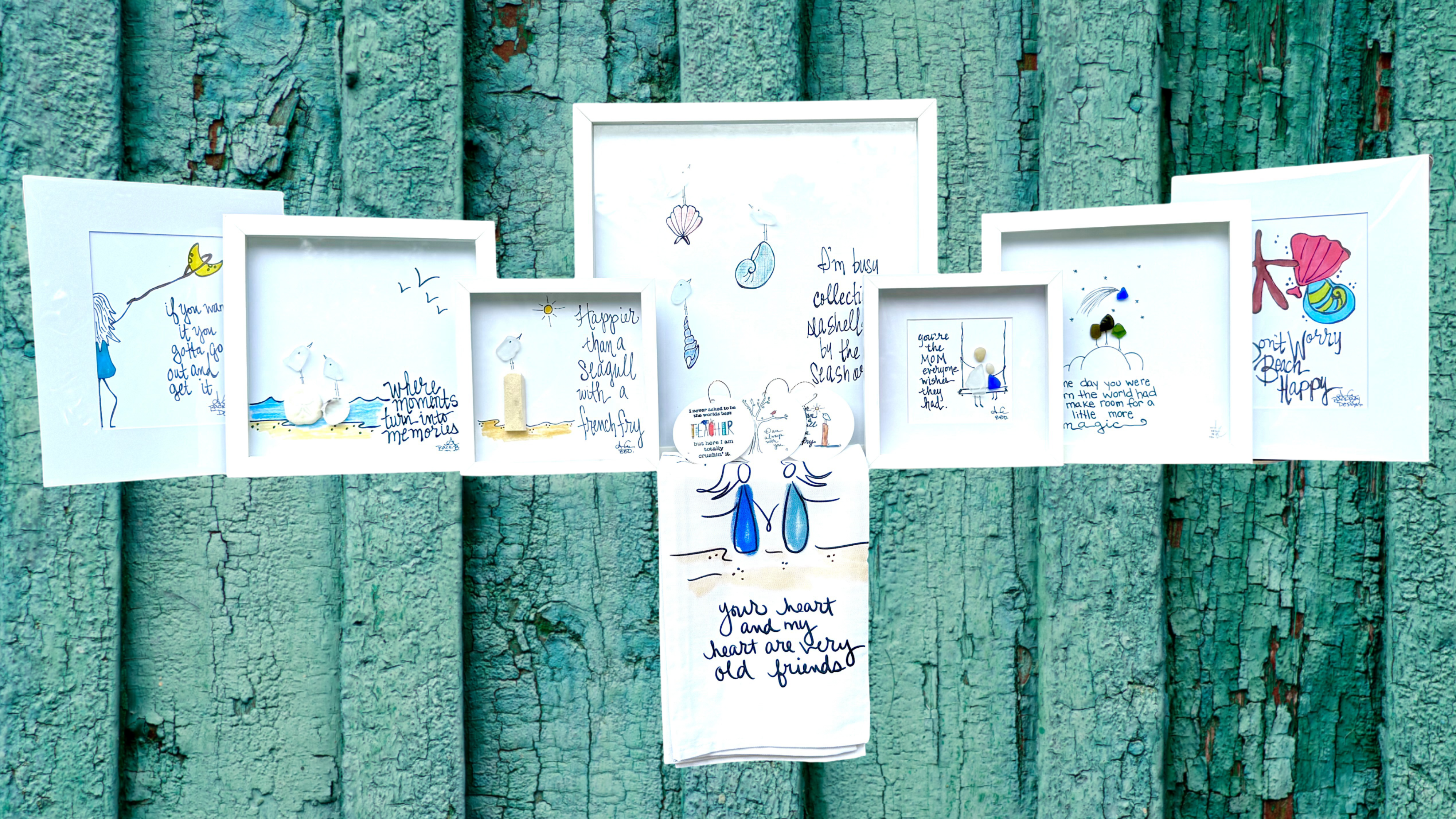 Centered Banner 2 Assorted Sea GLass Art 