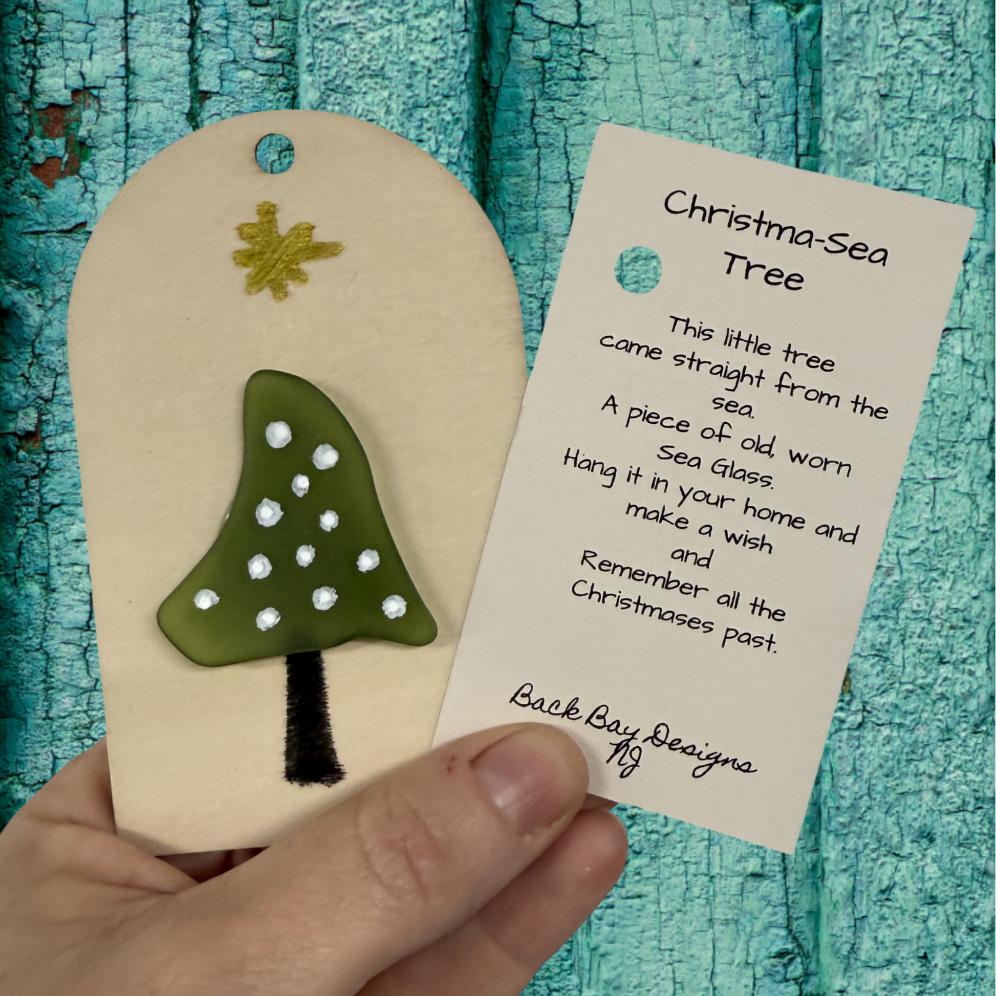 Christma-Sea Tree Charm 2 Sea glass Art