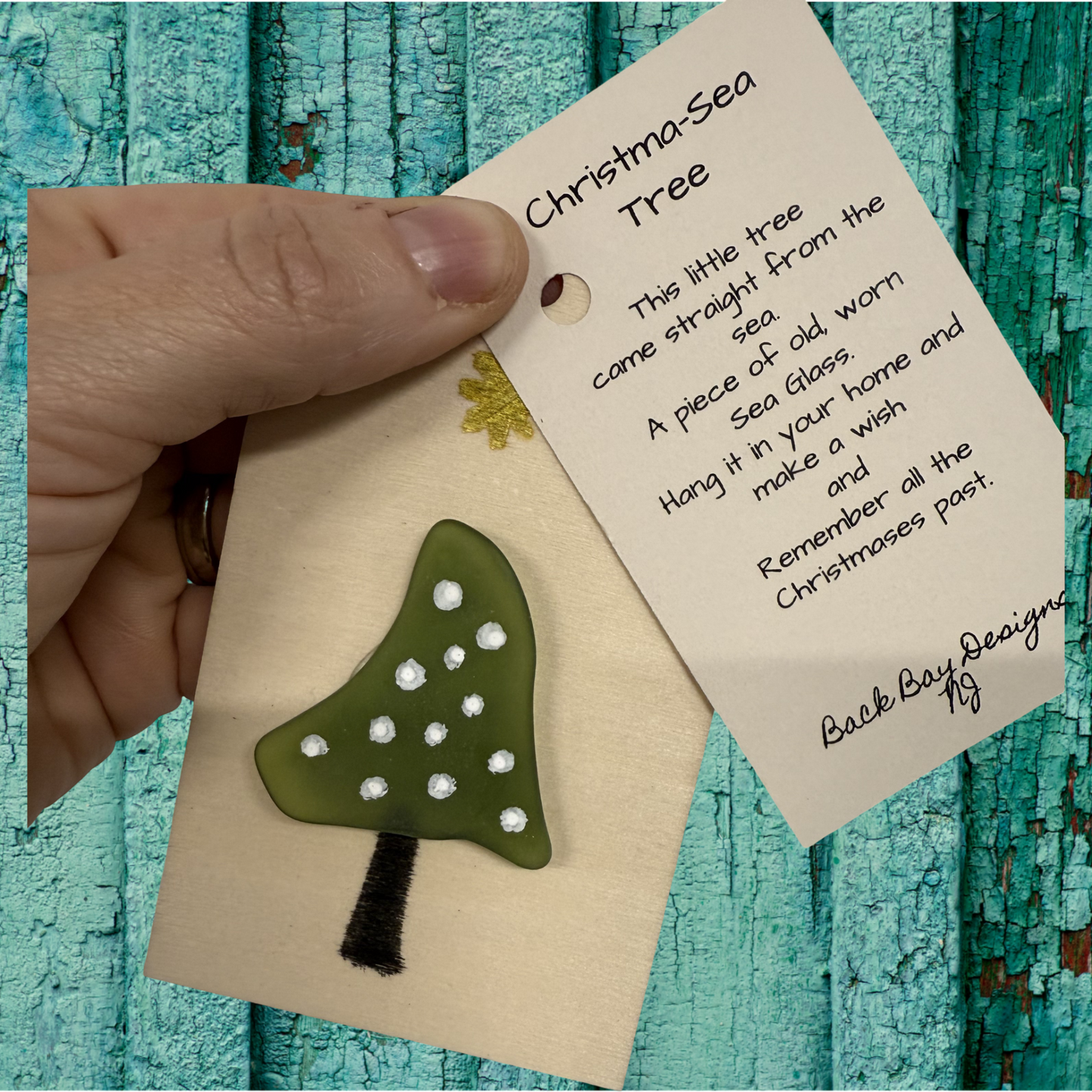 ChristmaSea  Christmas Sea Glass wishing Charm Ornament