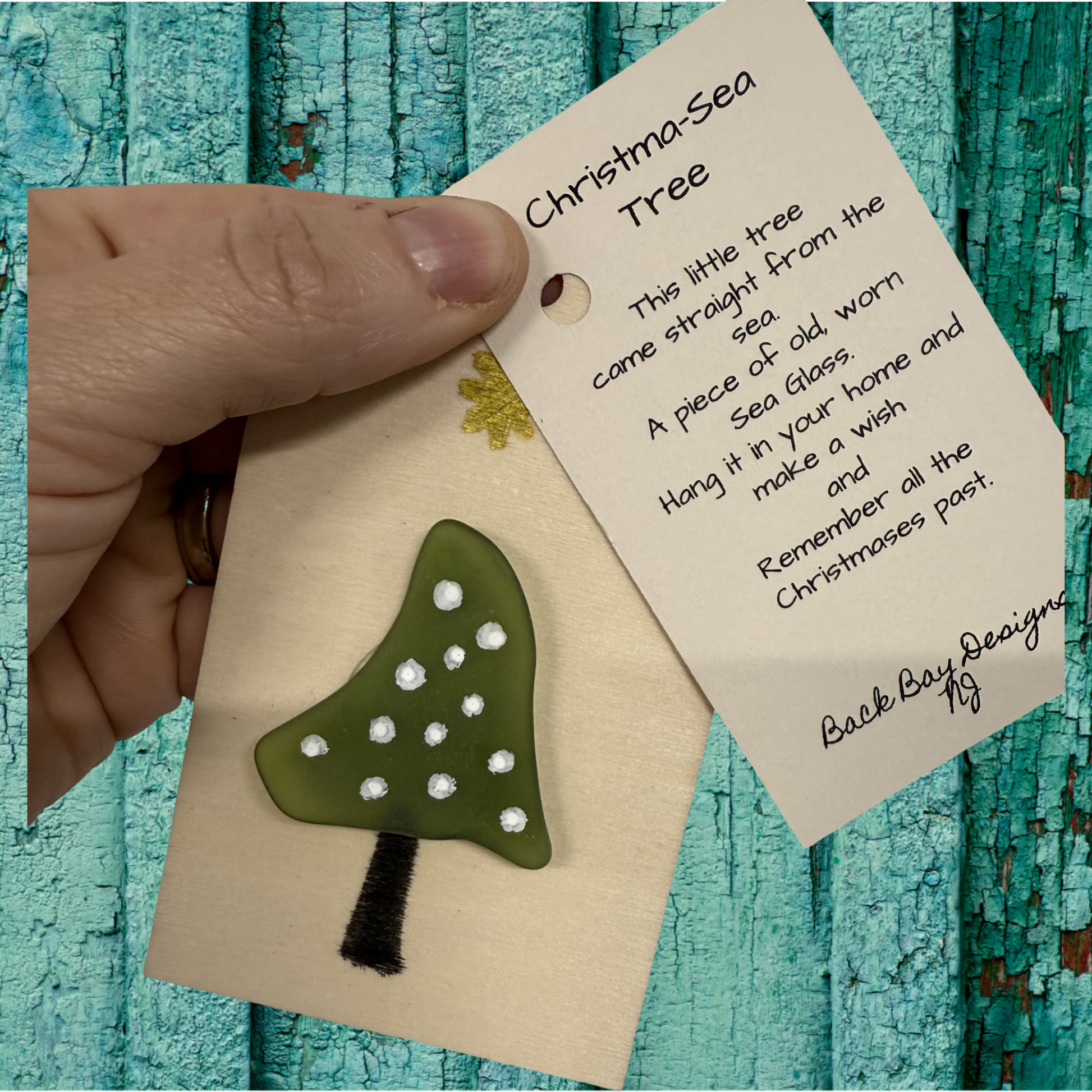 ChristmaSea  Christmas Sea Glass wishing Charm Ornament