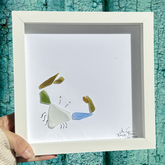 Sea glass art crab 8x8 inch 