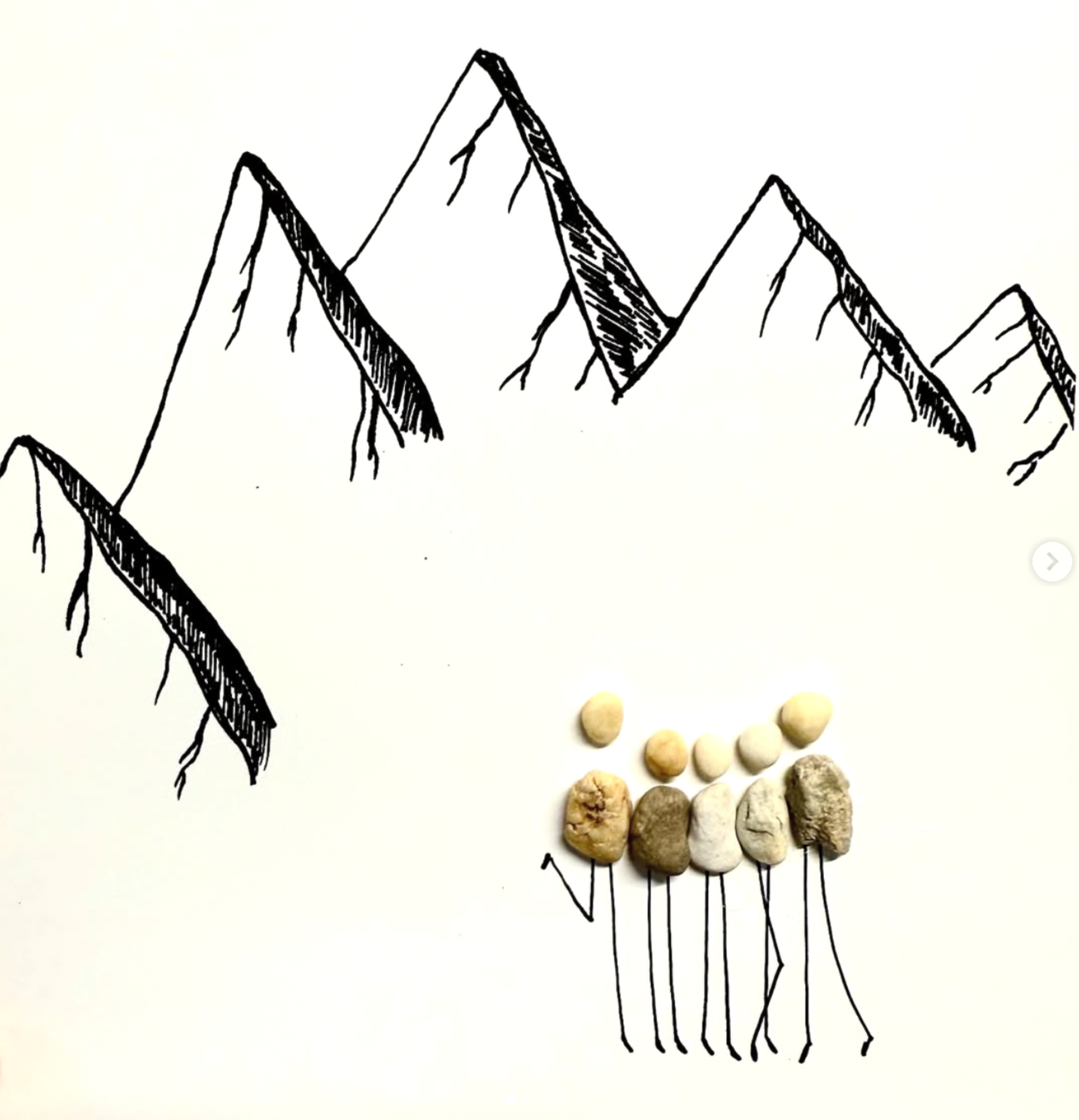 Family Adventures Mountain Pebbles 8x8 sea glass and rock art 