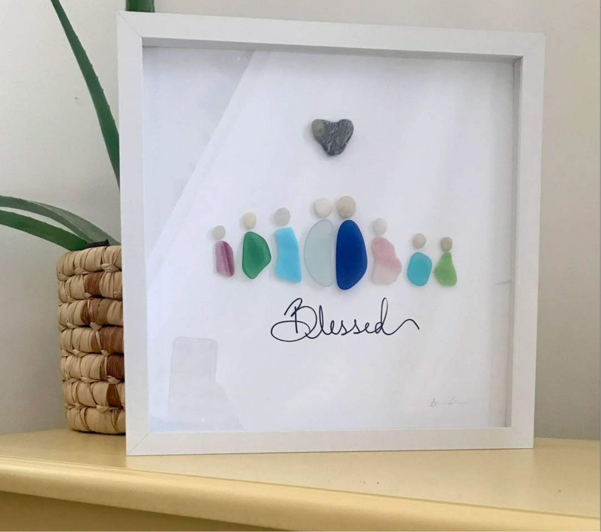 Custom Unique Family Blessed Heart on shelf