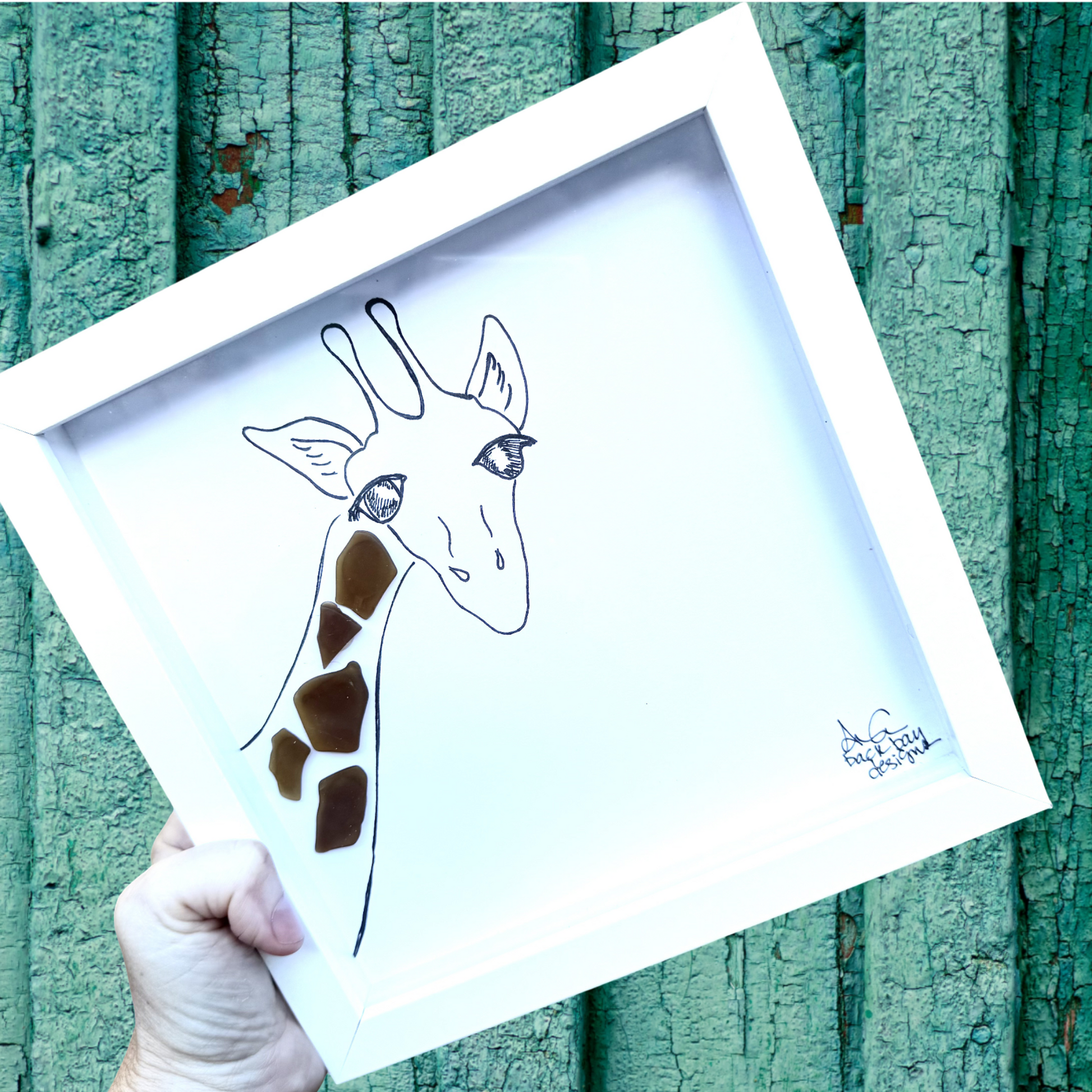 Cute Giraffe 8 inch Sea Glass Art Beyond Words 